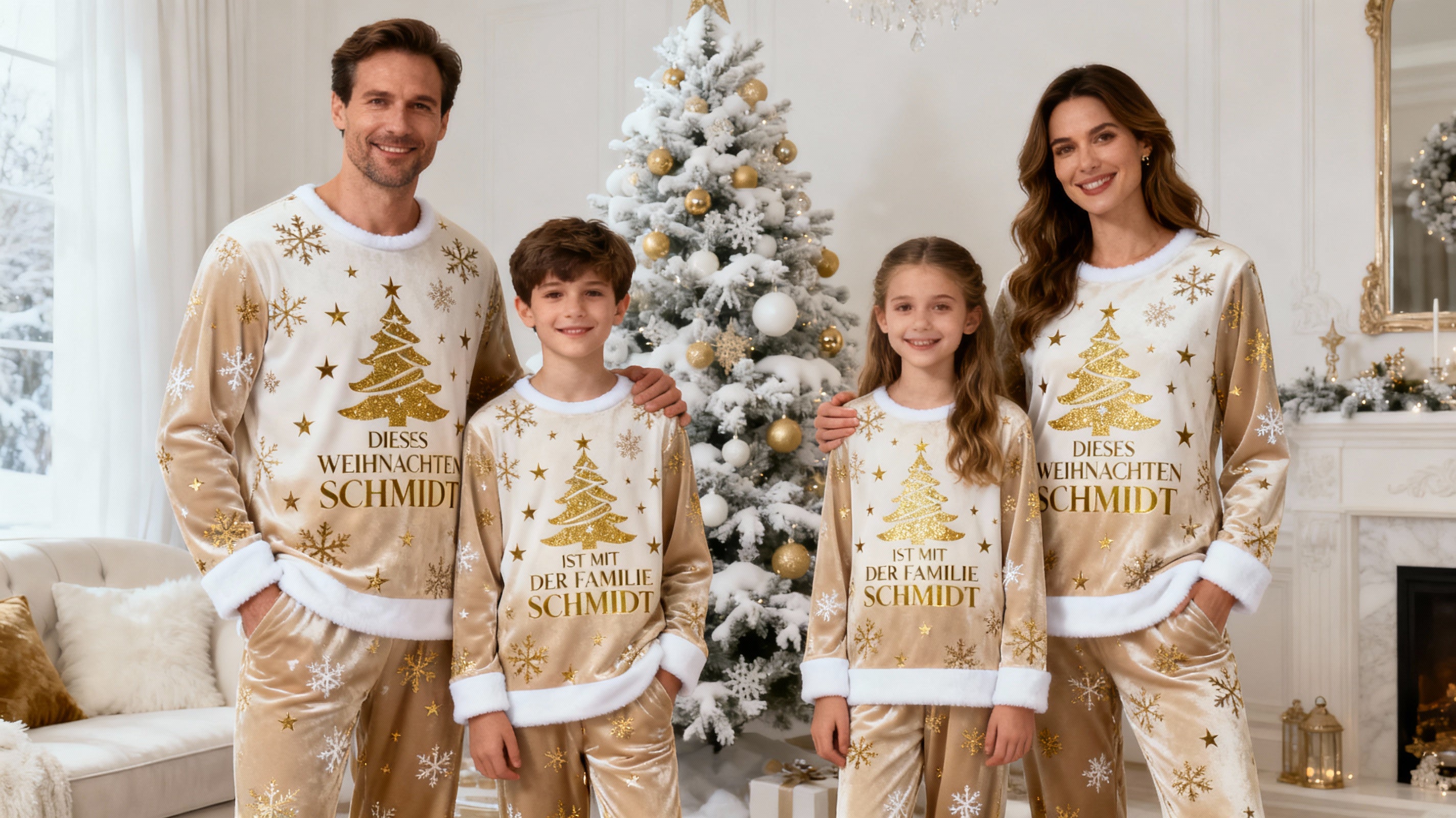 Unisex-Weihnachtspyjama golden