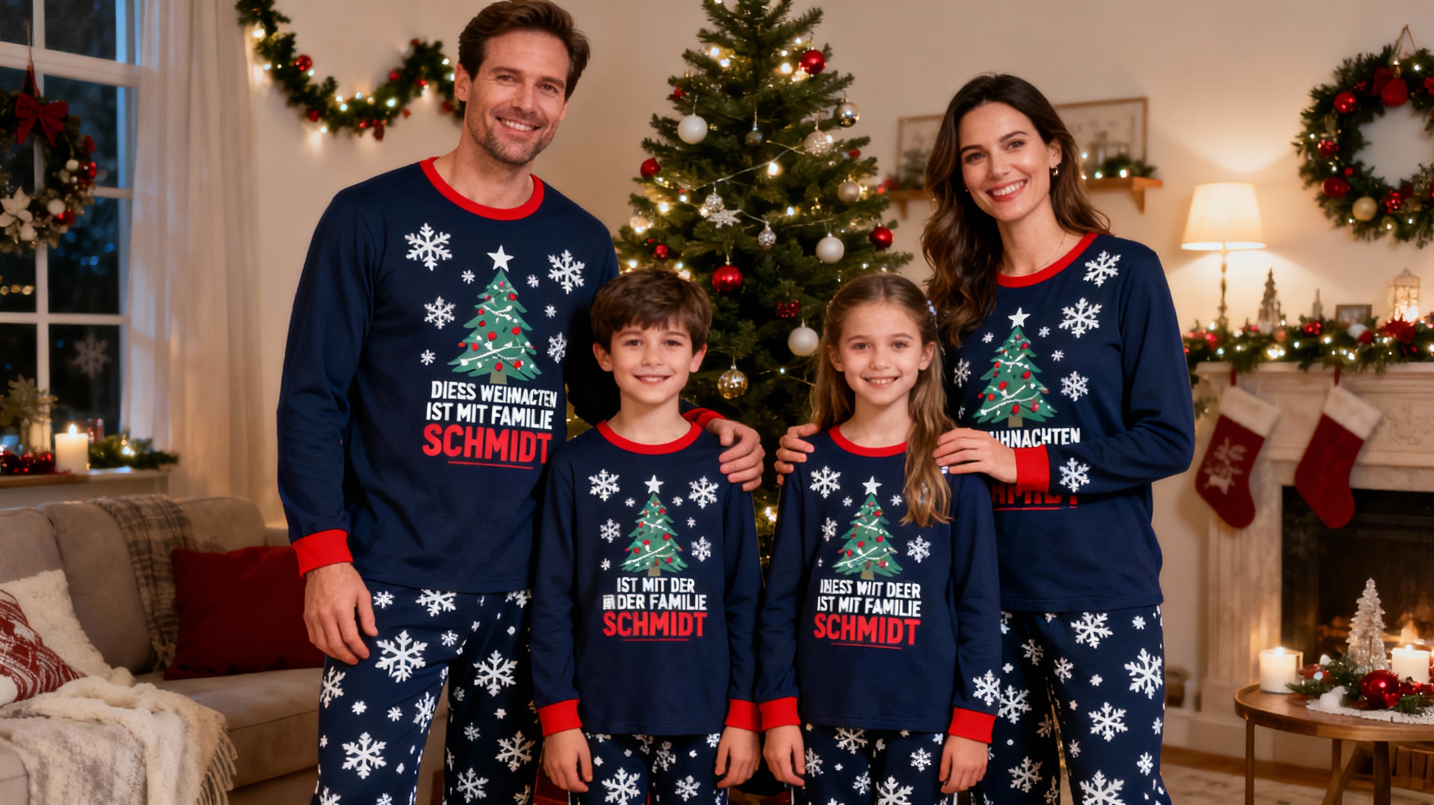 Unisex-Weihnachtspyjama blau