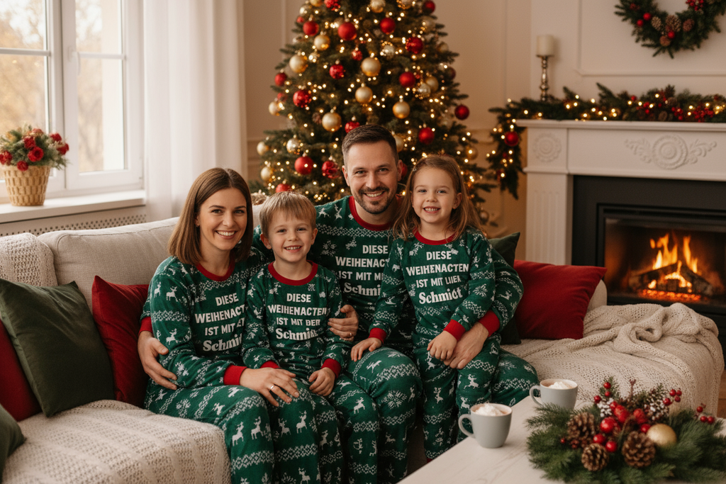 Unisex-Weihnachtspyjama grün